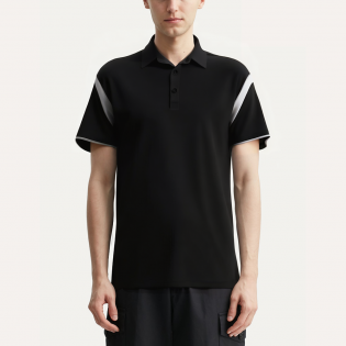 Contrast color elastic breathable men's POLO shirt