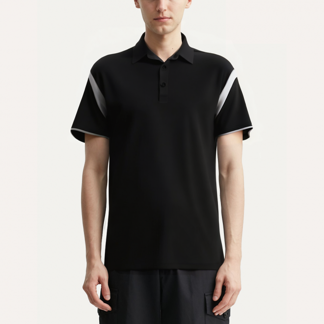 Contrast color elastic breathable men's POLO shirt