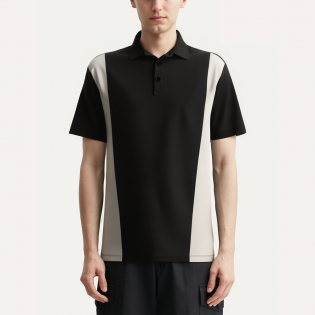 Contrast color patchwork soft men's polo shirt