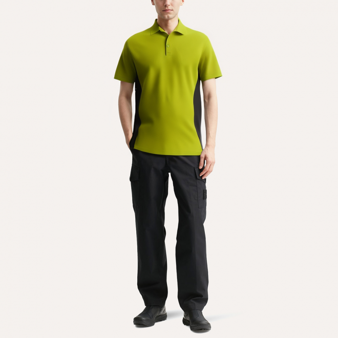 Color block breathable men's polo shirt