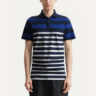 Performance striped breathable men's polo shirt