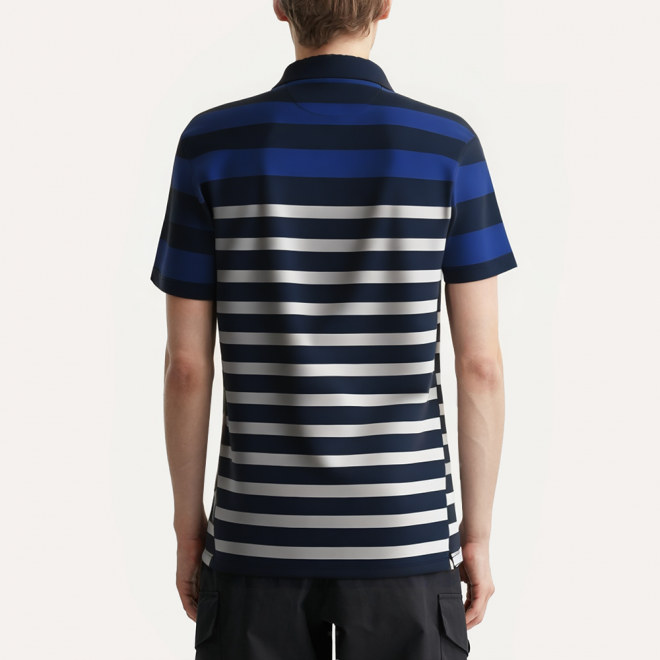 Performance striped breathable men's polo shirt