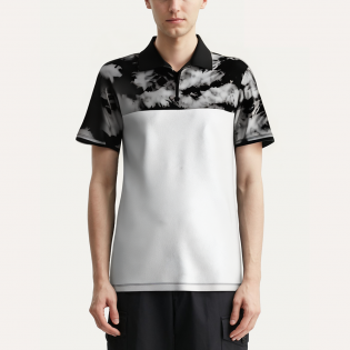 Fashionable zipper neck men's polo shirt