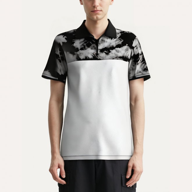 Fashionable zipper neck men's polo shirt