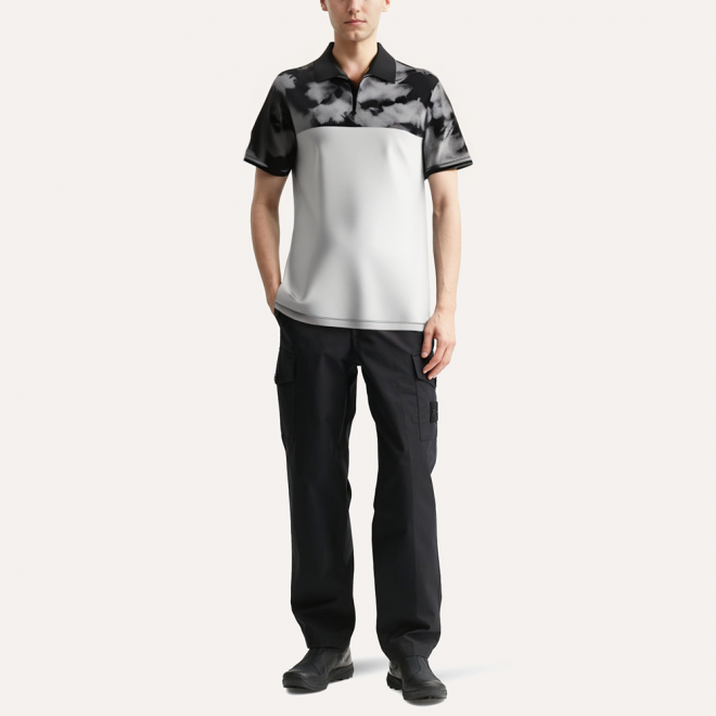 Fashionable zipper neck men's polo shirt