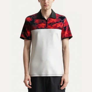 Fashionable tie dye printed men's polo shirt
