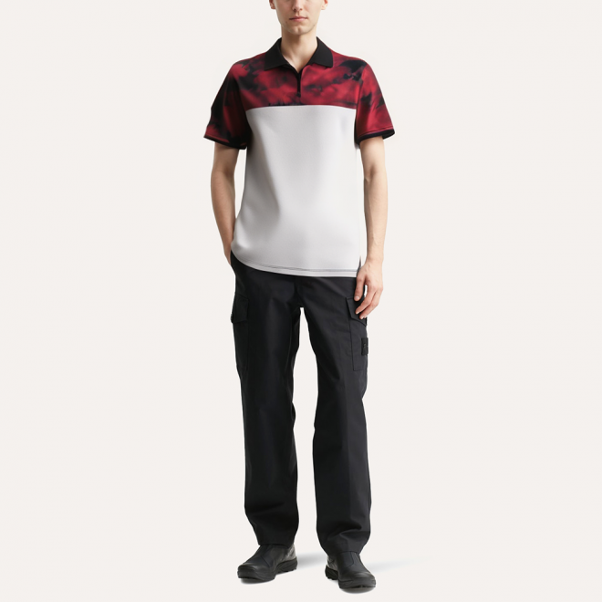 Fashionable tie dye printed men's polo shirt