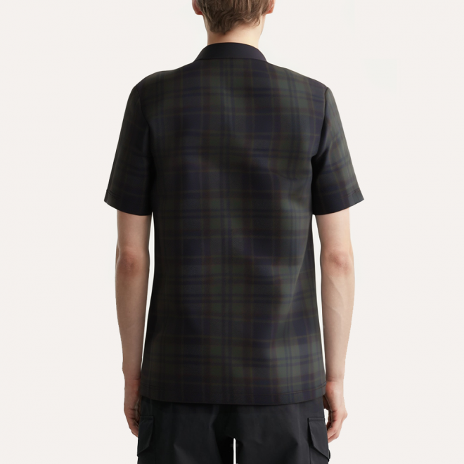 Retro plaid stand collar men's POLO shirt