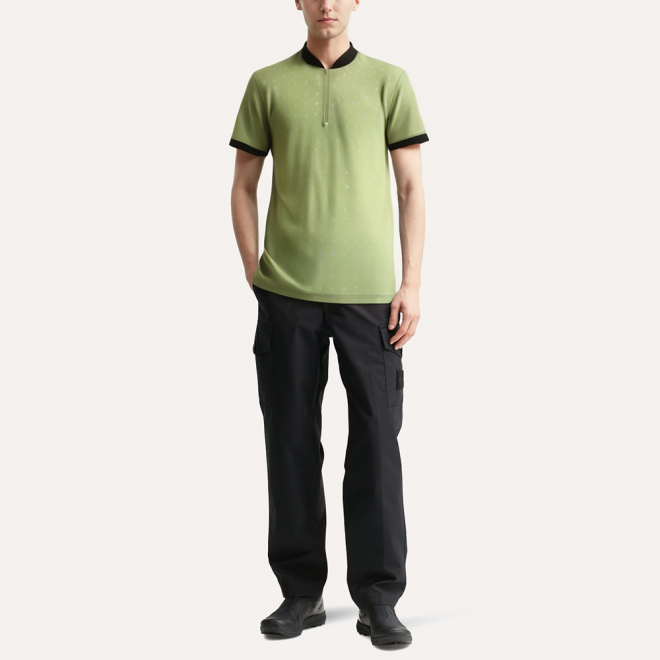 High quality elastic stand collar men's polo shirt