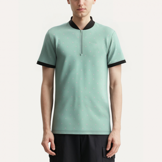 Casual zipper stand collar men's POLO shirt