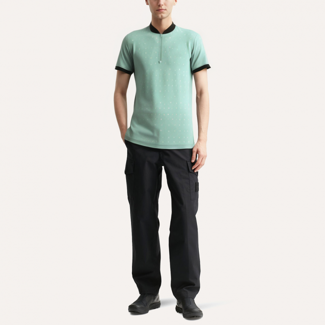 Casual zipper stand collar men's POLO shirt