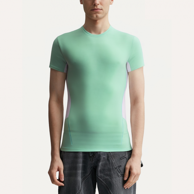 Quick-drying colorblocked round neck men's sports T-shirt