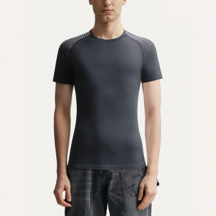 Shoulder striped slim fit men's sports T-shirt