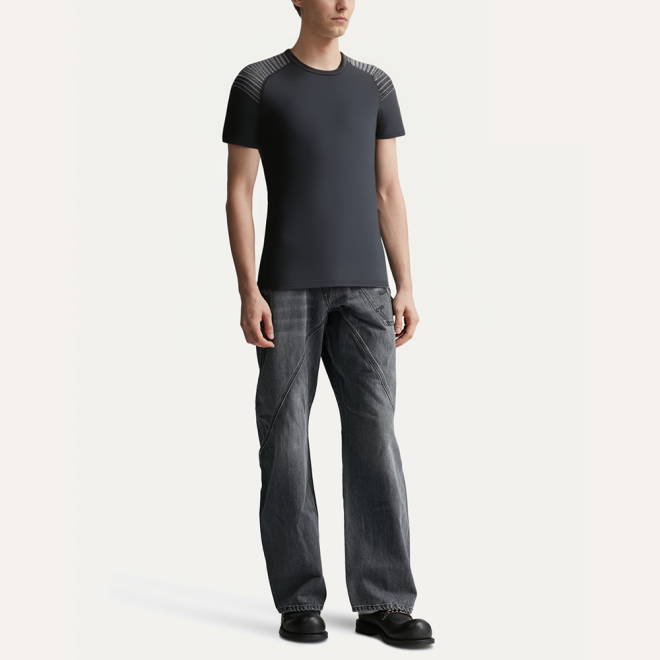 Shoulder striped slim fit men's sports T-shirt