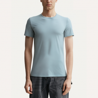 Blue crew neck breathable men's sports T-shirt