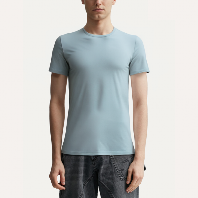 Blue crew neck breathable men's sports T-shirt