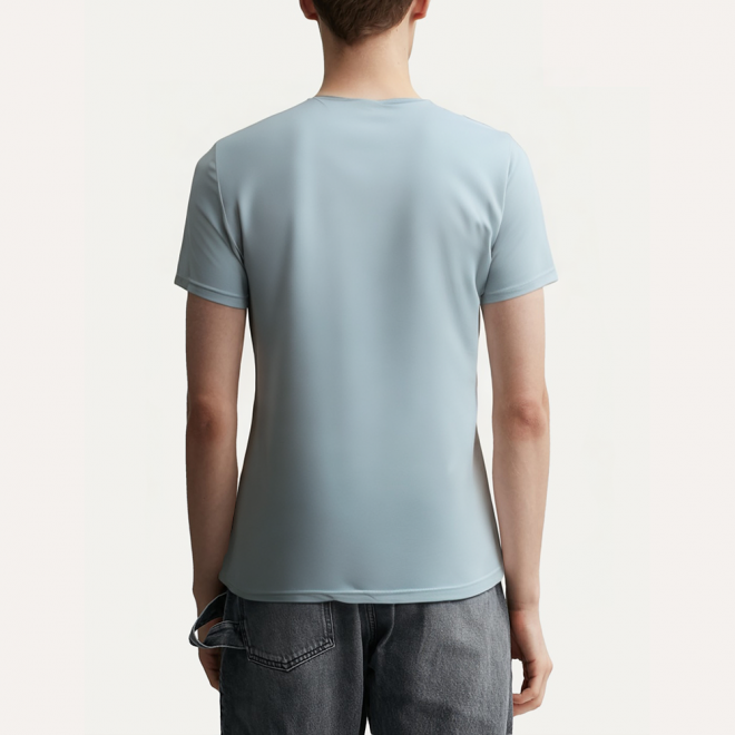 Blue crew neck breathable men's sports T-shirt