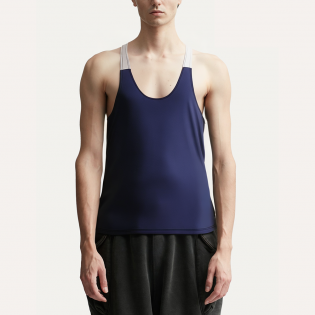 Men's round neck contrast color stitching vest