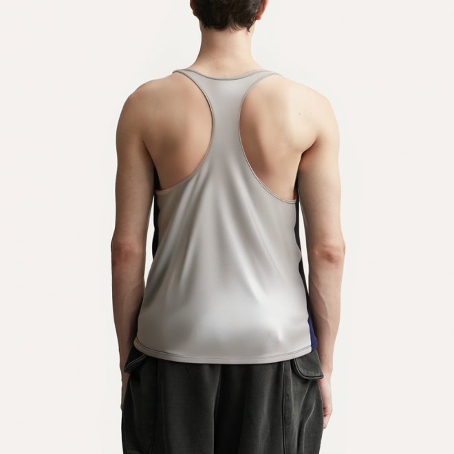 Men's round neck contrast color stitching vest