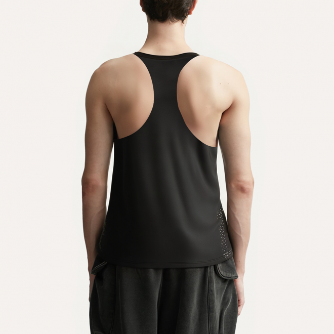 Black elastic breathable men's vest