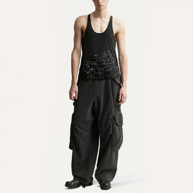Black elastic breathable men's vest