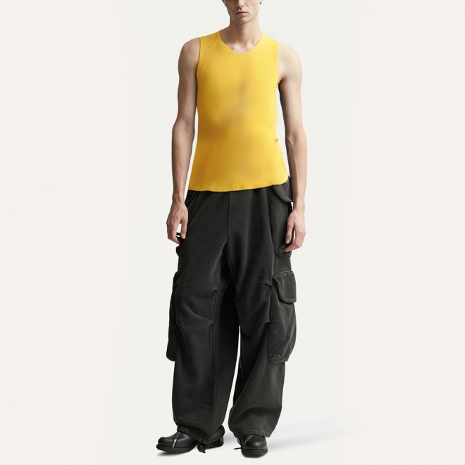 Yellow stretch men's sleeveless vest