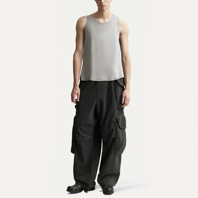 Gray soft stretch men's sleeveless vest