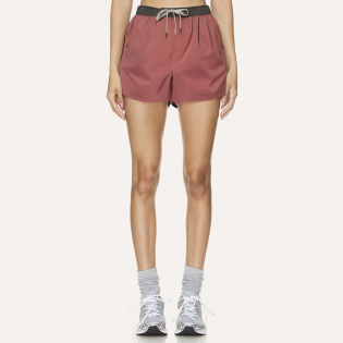 Pink elastic waist women's sports shorts