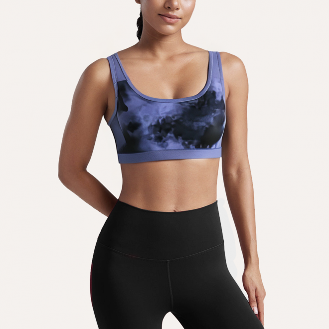 Tie-dye printed stretch women's sports bra