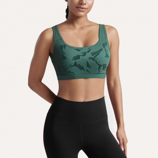 Green stretch quick-drying women's sports bra