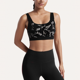 Black high elastic U-neck women's sports bra