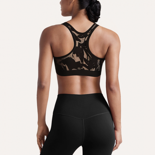 Black high elastic U-neck women's sports bra