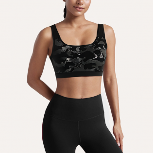 Camo print high stretch women's sports bra