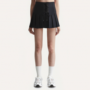 Pink lace-up high waist women's short skirt