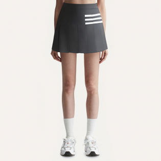 Dark grey pleated high waist women's skirt