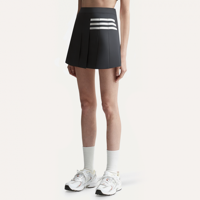 Dark grey pleated high waist women's skirt