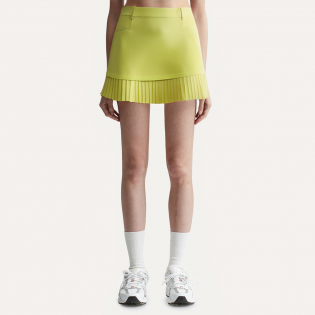 Yellow pleated casual women's short skirt