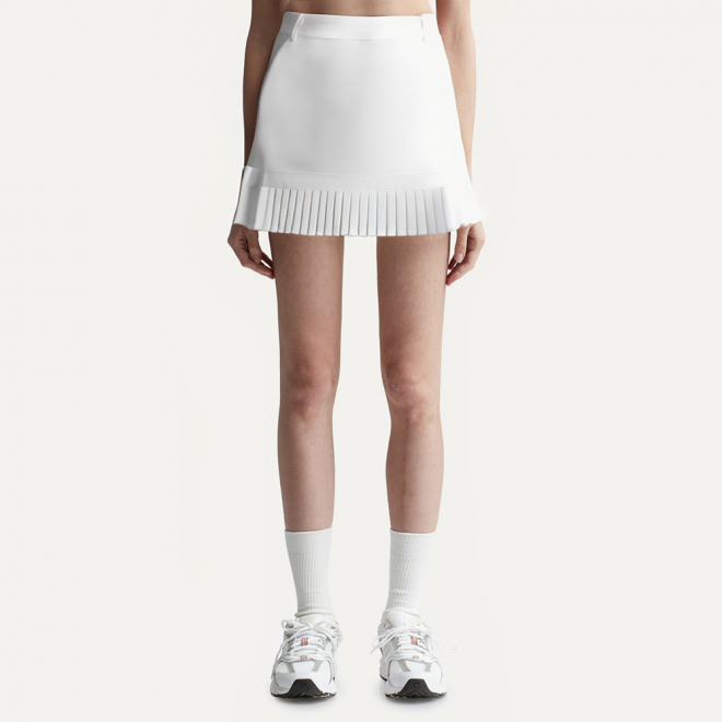 White pleated casual women's skirt