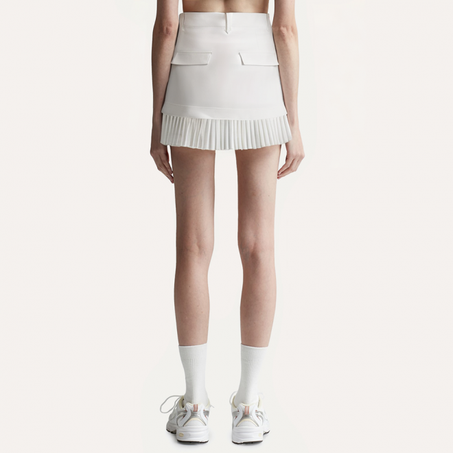 White pleated casual women's skirt