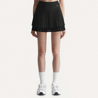 High waisted double pleated women's short skirt