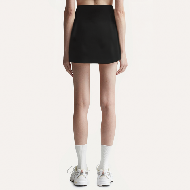 High waisted double pleated women's short skirt