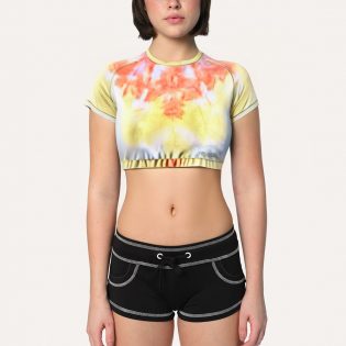 Colorful tie-dye women's sports short sleeves
