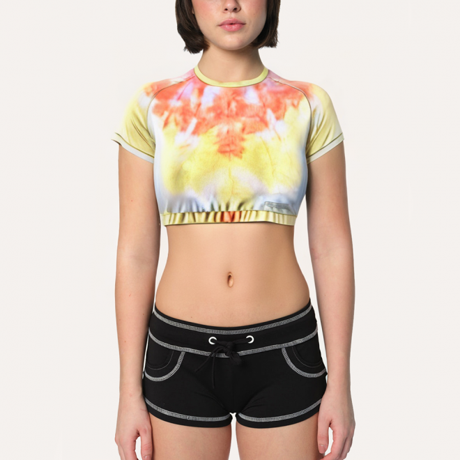 Colorful tie-dye women's sports short sleeves