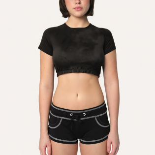 Black tight breathable women's sports short sleeves