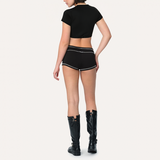 Black tight breathable women's sports short sleeves