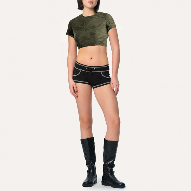 Camouflage sexy navel-baring women's sports short sleeves