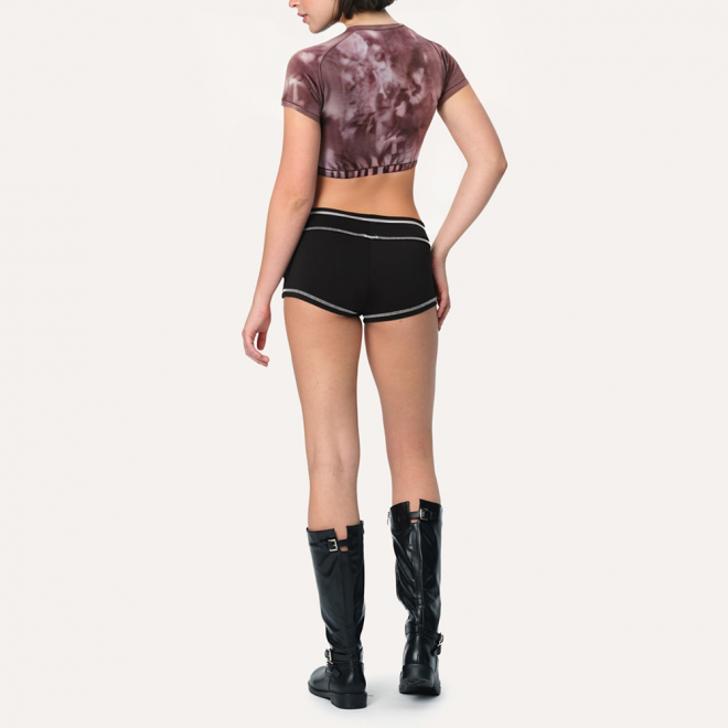 High elastic midriff-baring women's sports short sleeves