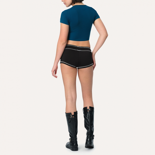 Blue elastic slim fit women's sports short sleeves