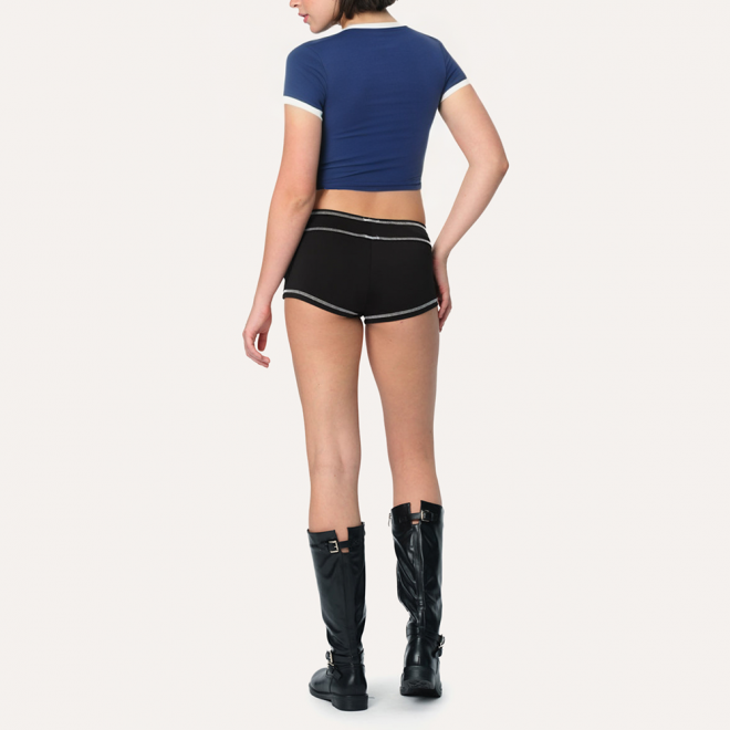 Blue striped slim fit women's sports short sleeves