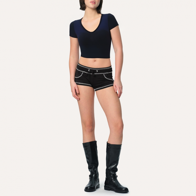 Blue V-neck breathable women's sports short-sleeved